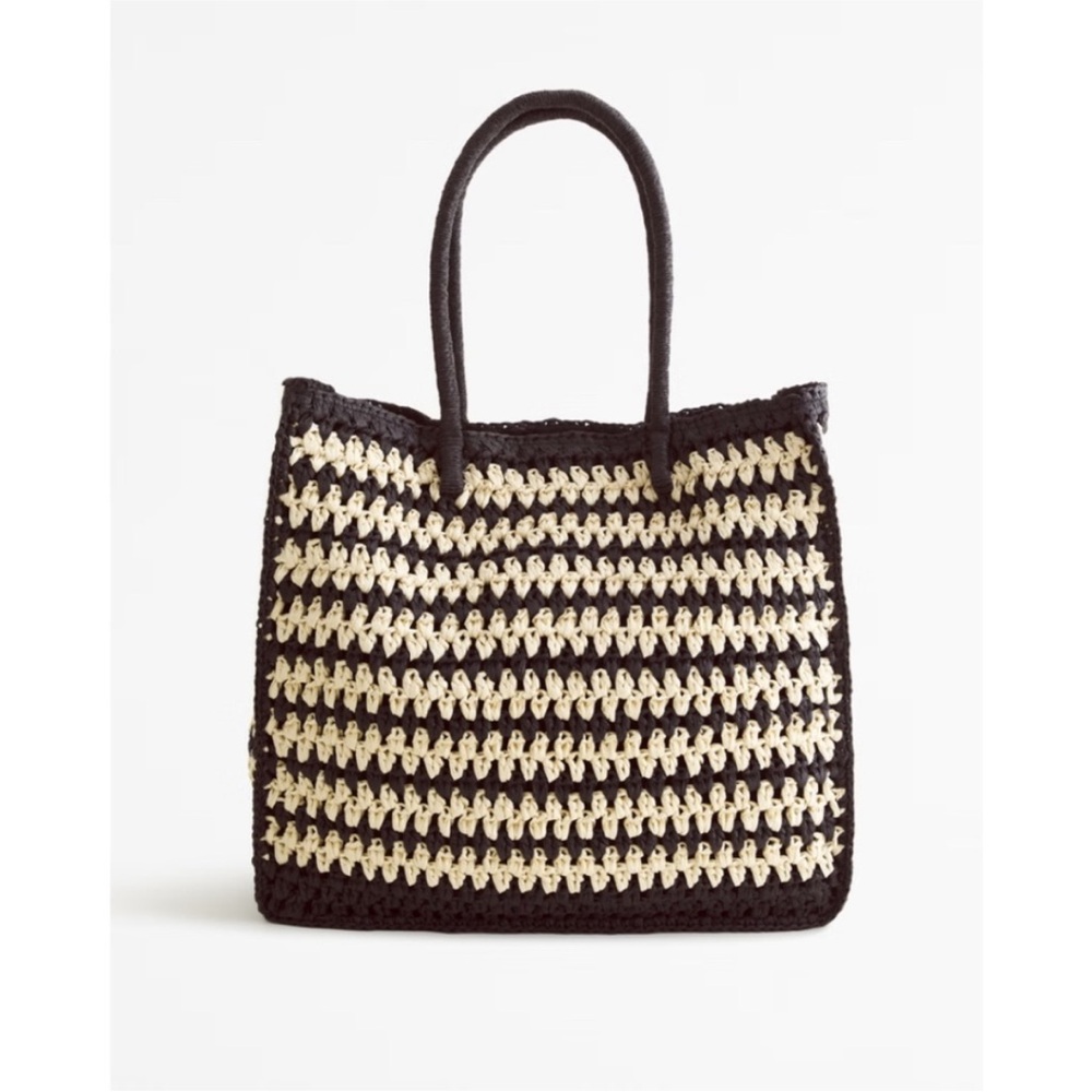 Abercrombie packable woven straw tote bag BRAND NEW